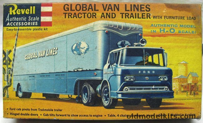 Revell HO Global Van Lines Tractor And Trailer - Ford C-800 Tilt Cab - With Furniture Load, T6018-98 plastic model kit